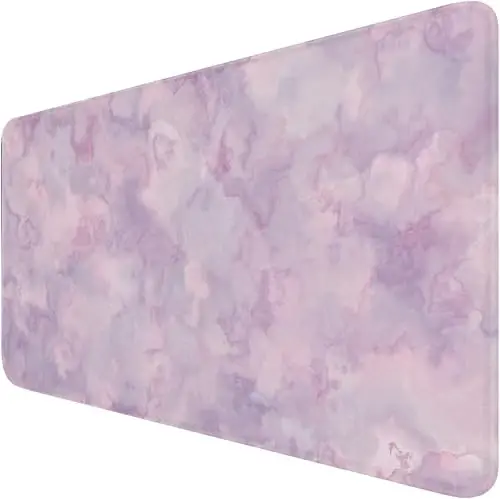 Large Extended Gaming Mouse Pad with Stitched Edges, (31.5X15.7In) Durable Non-Slip Natural Rubber Base, Waterproof Computer Keyboard Pad Mat for Esports Pros/Gamer/Desktop/Office/Home, Marble Purple - HSMIENK