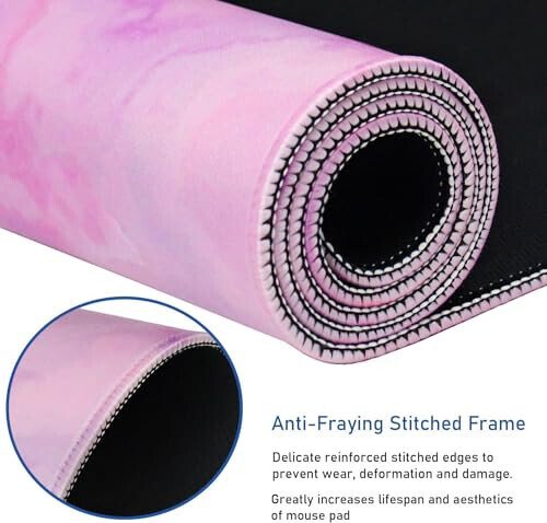 Large Extended Gaming Mouse Pad with Stitched Edges, (31.5X15.7In) Durable Non-Slip Natural Rubber Base, Waterproof Computer Keyboard Pad Mat for Esports Pros/Gamer/Desktop/Office/Home, Marble Purple - MODAZONE (1)