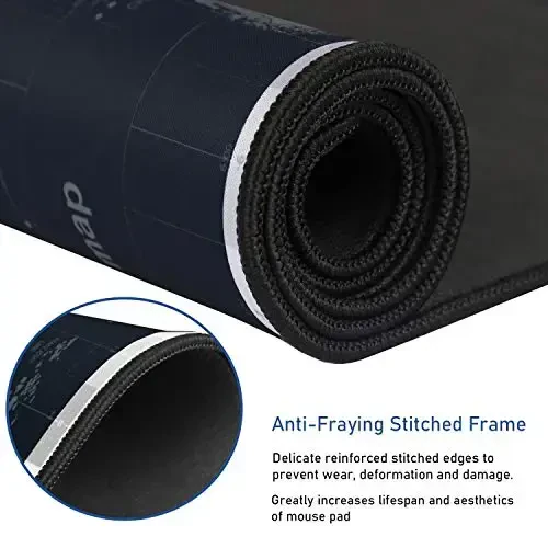 Gaming Mouse Pad, Large Extended Desk Mouse Pad, Non-Slip Spill-Resistant Mousepad with Special-Textured Surface, Anti-Fray Stitched Edges for Esports Pros Gamer Office - Map - 1