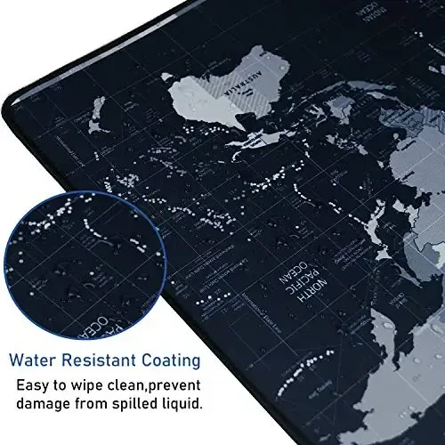 Gaming Mouse Pad, Large Extended Desk Mouse Pad, Non-Slip Spill-Resistant Mousepad with Special-Textured Surface, Anti-Fray Stitched Edges for Esports Pros Gamer Office - Map - 3