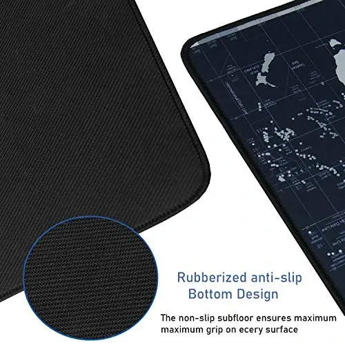 Gaming Mouse Pad, Large Extended Desk Mouse Pad, Non-Slip Spill-Resistant Mousepad with Special-Textured Surface, Anti-Fray Stitched Edges for Esports Pros Gamer Office - Map - HSMIENK (1)