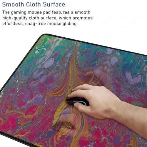 Large Extended Gaming Mouse Pad with Stitched Edges, Durable Non-Slip Natural Rubber Base, Waterproof Computer Keyboard Pad Mat for Esports Pros/Gamer/Desktop/Office/Home - Red Green - 5