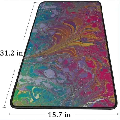 Large Extended Gaming Mouse Pad with Stitched Edges, Durable Non-Slip Natural Rubber Base, Waterproof Computer Keyboard Pad Mat for Esports Pros/Gamer/Desktop/Office/Home - Red Green - 6