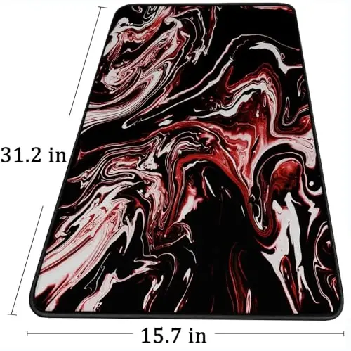 Large Extended Mouse Pad with Stitched Edges, Durable Non-Slip Natural Rubber Base, Waterproof Computer Keyboard Pad Mat for Esports Pros/Gamer/Desktop/Office/Home - Marble Red - 6