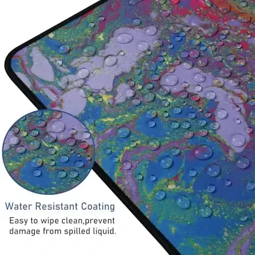 Large Extended Gaming Mouse Pad with Stitched Edges, Durable Non-Slip Natural Rubber Base, Waterproof Computer Keyboard Pad Mat for Esports Pros/Gamer/Desktop/Office/Home - Red Green - 4