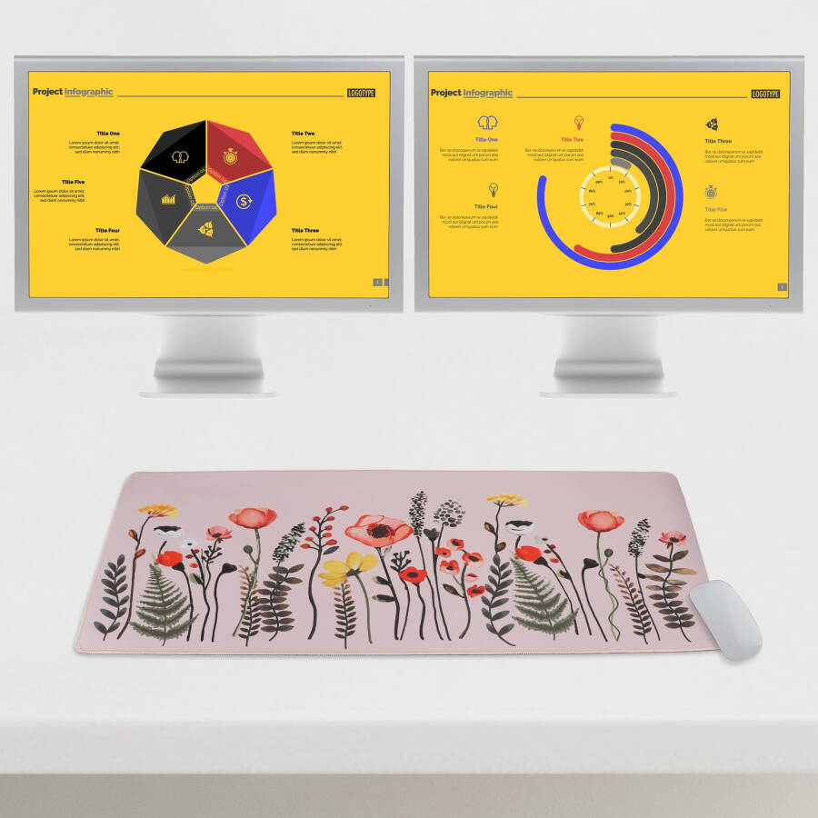 Dikişli kenarlı, gri çiçek desenli, büyük fare altlığı. Kaymaz, ofis ve ev için dizüstü bilgisayar, klavye ve fare altlığı. 31.1x15.75 - 9