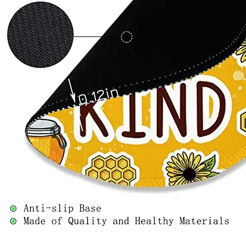 Gctriki Bee Small Mouse Pad with Stitched Edge Non-Slip Rubber Base, Funny Round Mousepads for Desk Computer Gaming Office Laptop, Cute Home Office Decor Desk Accessories Supplies - 6