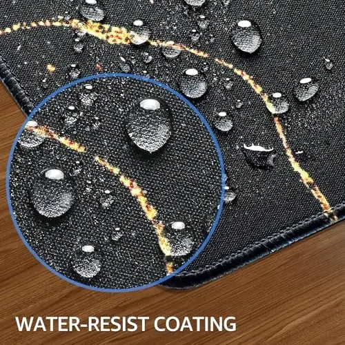 KTRIO Large Gaming Mouse Pad with Stitched Edges, Extended Mousepad with Superior Micro-Weave Cloth, Non-Slip Base, Water Resist Keyboard Pad for Gamer, Office & Home, 31.5x15.7in, Black Gold - 5