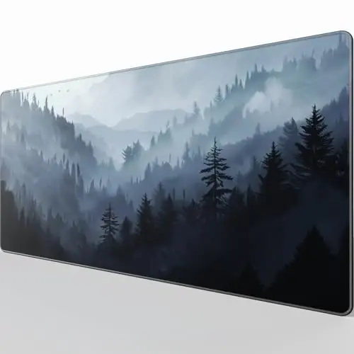 KTRIO Large Gaming Mouse Pad Desk Mat, Superior Micro-Weave Cloth, Non-Slip Rubber Base, Stitched Edges, Water-Resistant, for Gamer, Office & Home, 31.5 x 15.7 Inch，Cloud Forest 