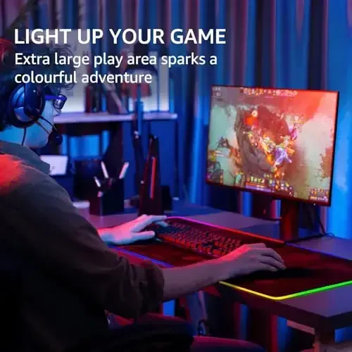 KTRIO RGB Large Gaming Mouse Pad with Stitched Edges, Superior Micro-Weave Cloth, Non-Slip Base, Water Resist Coating, 31.5 x 15.7 in, RGB World Map - 6