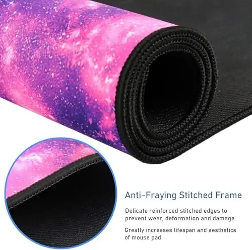 Gaming Mouse Pad with Stitched Edges, (35.4X15.7In) Durable Non-Slip Natural Rubber Base, Waterproof Computer Keyboard Pad Mat for Esports Pros/Gamer/Desktop/Office/Home, Galaxy - 2