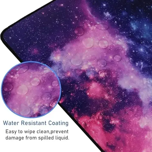 Gaming Mouse Pad with Stitched Edges, (35.4X15.7In) Durable Non-Slip Natural Rubber Base, Waterproof Computer Keyboard Pad Mat for Esports Pros/Gamer/Desktop/Office/Home, Galaxy - 4