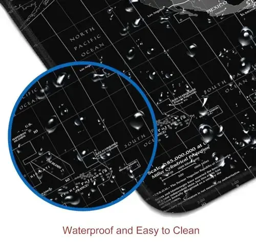 SANWUMIAN Large Gaming Mouse Pad with Stitched Edges, Desk Mat Extended Keyboard Pad, Non-Slip Rubber Base Desk Pad for Laptop, Office, Home, 31.5X11.8 inch Black World Map - 3