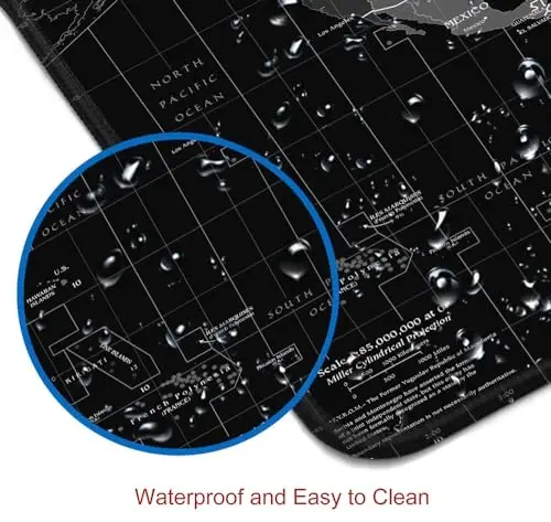 SANWUMIAN Large Gaming Mouse Pad with Stitched Edges, Desk Mat Extended Keyboard Pad, Non-Slip Rubber Base Desk Pad for Laptop, Office, Home, 31.5X11.8 inch Black World Map - 3