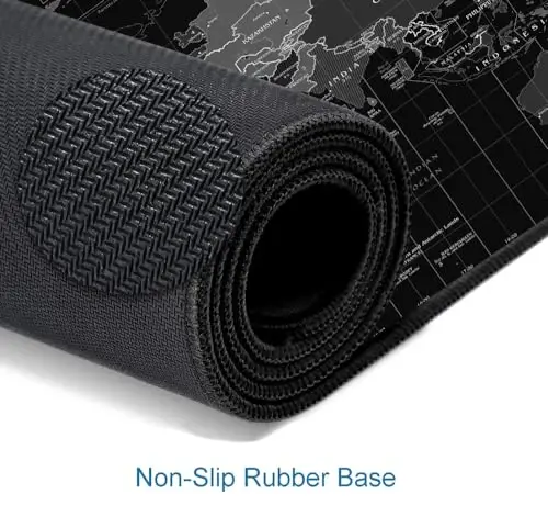 SANWUMIAN Large Gaming Mouse Pad with Stitched Edges, Desk Mat Extended Keyboard Pad, Non-Slip Rubber Base Desk Pad for Laptop, Office, Home, 31.5X11.8 inch Black World Map - 4