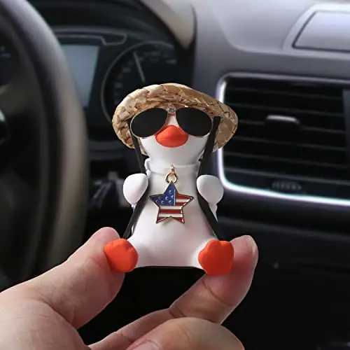 Rear View Mirror Hanging Accessories Cute Swinging Duck Car Truck Stuff for Men Women Teens Rearview Mirrors Charms Vehicle Essentials Interior Accessorie Funny White Elephant Mom Dad Gifts for Adults - 5