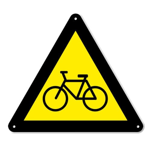 Caution Bike Lane Cyclist Warning Sign - 8 Inch Triangle PVC Safety Sign - Premium PVC Sign For Workplace Warehouse Jobsite OSHA Regulation - Weather Proof Fade Resistant - Made In USA - PVC0026 - Ad Astra Graphics