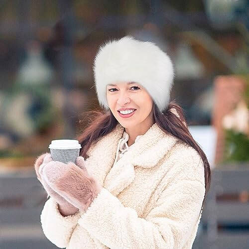 Dikoaina Faux Fur Cossack Russian Style Hat for Ladies Winter Hats for Women - 6