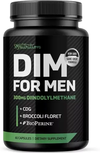 DIM 300mg Erkaklar uchun, Estrogen Blocker & Aromatase Inhibitori, Erkaklar Gormon Balansi & Fitness Booster Qo'shimchasi Diindolylmethane bilan, 60ct-60 Count - 1