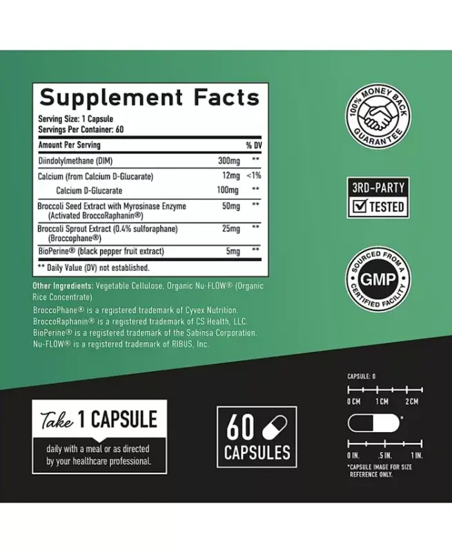DIM 300mg Erkaklar uchun, Estrogen Blocker & Aromatase Inhibitori, Erkaklar Gormon Balansi & Fitness Booster Qo'shimchasi Diindolylmethane bilan, 60ct-60 Count - 2