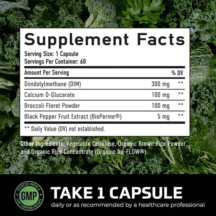 DIM 300mg Erkaklar uchun, Estrogen Blocker & Aromatase Inhibitori, Erkaklar Gormon Balansi & Fitness Booster Qo'shimchasi Diindolylmethane bilan, 60ct-60 Count - 4