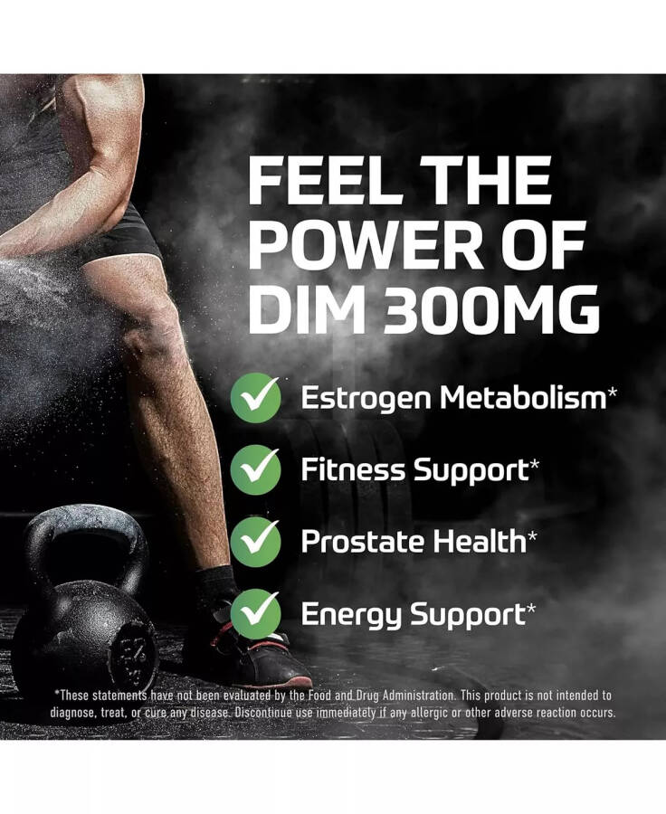 DIM Supplement 300mg | Diindolylmethane Estrogen Blocker for Men | Hormone Balance & Fitness Booster Plus BioPerine, Calcium D-Glucarate & Sulforaphane from Broccoli Sprout | 60 Caps No Color - 6