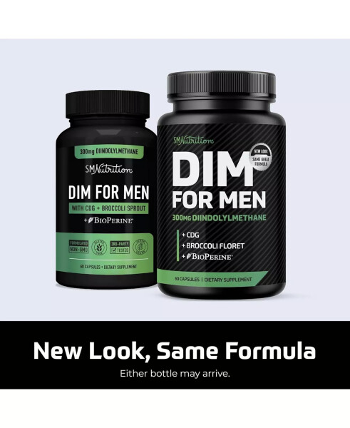 DIM Supplement 300mg | Diindolylmethane Estrogen Blocker for Men | Hormone Balance & Fitness Booster Plus BioPerine, Calcium D-Glucarate & Sulforaphane from Broccoli Sprout | 60 Caps No Color - 7