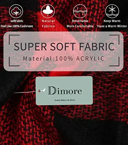 Dimore Trendy Plaid Blanket Scarf Women Big Oversized Long Scarves Warm Winter Tartan Checked Shawl Wrap Scarf Gift For Women - 3