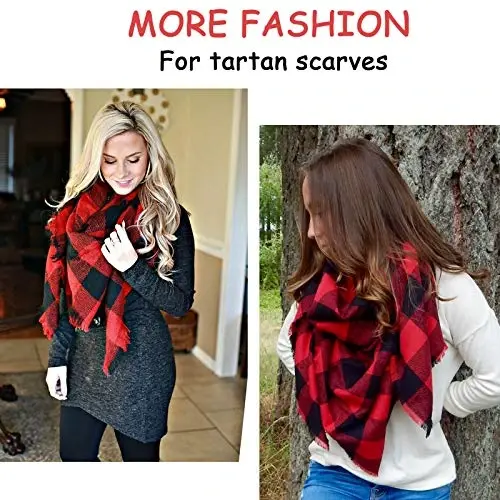 Dimore Trendy Plaid Blanket Scarf Women Big Oversized Long Scarves Warm Winter Tartan Checked Shawl Wrap Scarf Gift For Women - 2