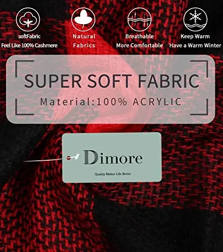Dimore Trendy Plaid Blanket Scarf Women Big Oversized Long Scarves Warm Winter Tartan Checked Shawl Wrap Scarf Gift For Women - 3