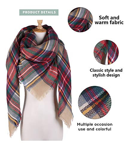 Dimore Trendy Plaid Blanket Scarf Women Big Oversized Long Scarves Warm Winter Tartan Checked Shawl Wrap Scarf Gift For Women - 4