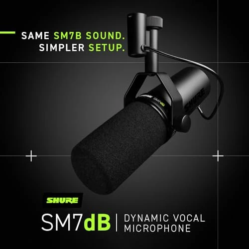 Динамический вокальный микрофон Shure SM7dB с предусилителем для стриминга, подкастов и записи, широкий диапазон частот, теплое и плавное звучание, прочная конструкция, съемная ветрозащита - черный - 3