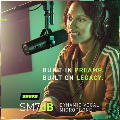 Динамический вокальный микрофон Shure SM7dB с предусилителем для стриминга, подкастов и записи, широкий диапазон частот, теплое и плавное звучание, прочная конструкция, съемная ветрозащита - черный - 5
