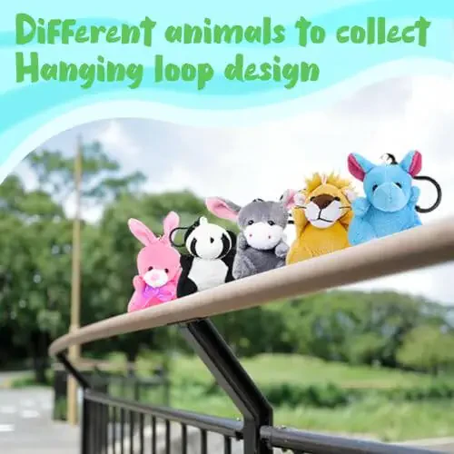 DINESIL 24 dona Mini Plush Hayvonlar O'yinchoqlari, Kichkina To'ldirilgan Hayvonlar Plush Kalitcha To'plami, Goodie Bag To'ldiruvchilari, Paskalya Savati To'ldiruvchilari, Paskalya Partiya Sovg'alari, Sinf Mukofotlari - 5