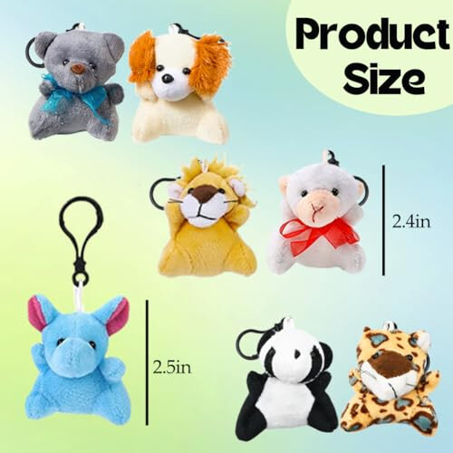 DINESIL 24 Pack Mini Plush Animals Toys, Small Stuffed Animal Plush Keychain Set for Goodie Bag Fillers, Easter Basket Stuffers, Easter Party Favors, Classroom Prizes - 3