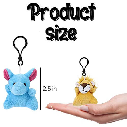 DINESIL 24 Pack Mini Plush Animals Toys, Small Stuffed Animal Plush Keychain Set for Goodie Bag Fillers, Easter Basket Stuffers, Easter Party Favors, Classroom Prizes - 4