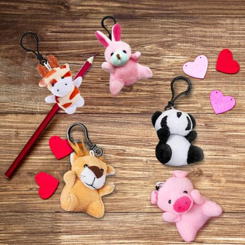 DINESIL 24 Pack Mini Plush Animals Toys, Small Stuffed Animal Plush Keychain Set for Goodie Bag Fillers, Easter Basket Stuffers, Easter Party Favors, Classroom Prizes - 1