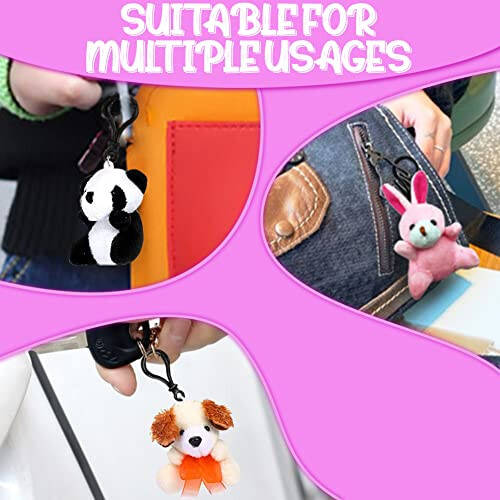 DINESIL 24 Pack Mini Plush Animals Toys, Small Stuffed Animal Plush Keychain Set for Goodie Bag Fillers, Easter Basket Stuffers, Easter Party Favors, Classroom Prizes - 1