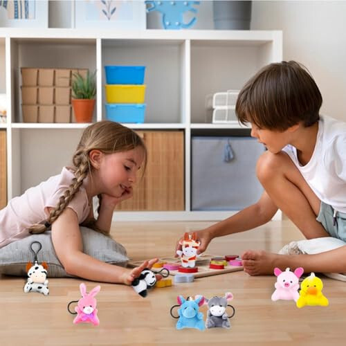 DINESIL 24 Pack Mini Plush Animals Toys, Small Stuffed Animal Plush Keychain Set for Goodie Bag Fillers, Easter Basket Stuffers, Easter Party Favors, Classroom Prizes - 6