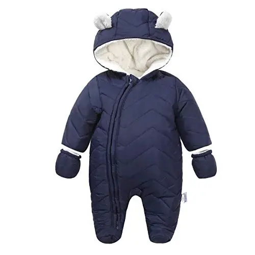 DINGDONG'S CLOSET Chaqaloq o'g'il qiz qishki qalpoqli puffer kurtka qo'lqopli qor kostyumi 