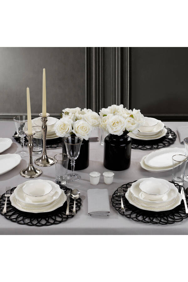 Dinner Set - 56 Pieces - Platinum - 9