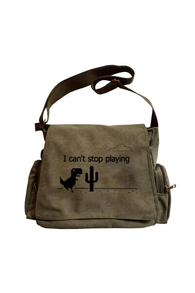 Dinosaur Game Printed Unisex Green Messenger Bag - TOUM