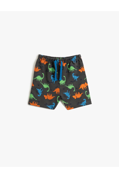 Dinosaur Print Shorts with Drawstring Waist - 4