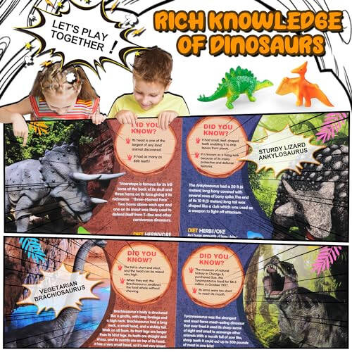 Dinosaur Toys, Dinosaur Sound Book with Pack of 12 Toy Figures, Realistic Roars, Interactive Perfect for Kids Dinosaurs Educational Toys for 3 4 5 6Year Old Boys&Girls - 4