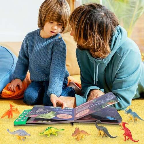 Dinosaur Toys, Dinosaur Sound Book with Pack of 12 Toy Figures, Realistic Roars, Interactive Perfect for Kids Dinosaurs Educational Toys for 3 4 5 6Year Old Boys&Girls - 6