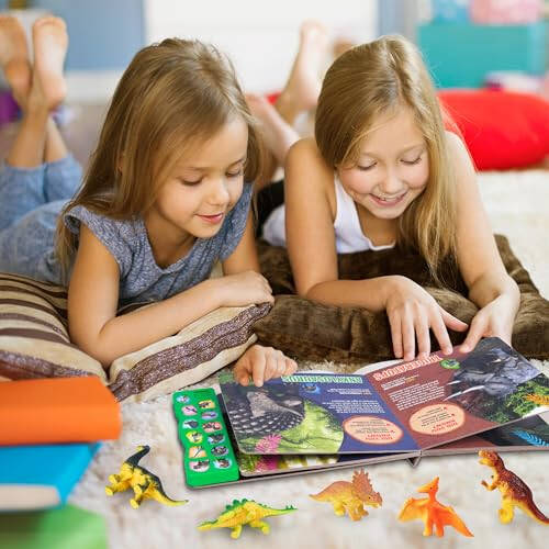 Dinosaur Toys, Dinosaur Sound Book with Pack of 12 Toy Figures, Realistic Roars, Interactive Perfect for Kids Dinosaurs Educational Toys for 3 4 5 6Year Old Boys&Girls - 7