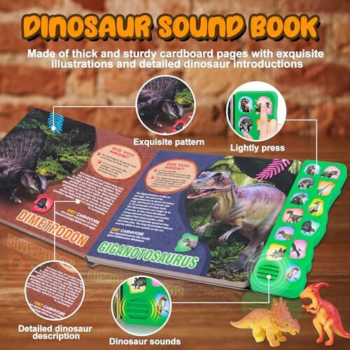Dinosaur Toys,Dinosaur Sound Book with Pack of 12 Toy Figures,Realistic Roars,Interactive Perfect for Kids Dinosaurs Educational Toys for 3 4 5 6Year Old Boys&Girls - 3