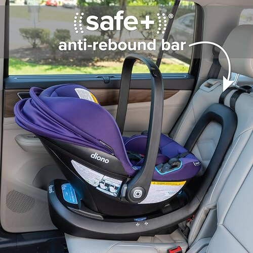 Diono LiteClik30 RXT SafePlus Infant Car Seat and Base, Rear-Facing for Infants 4-30lbs, SafePlus Engineering, with Infant Insert, UPF 50+ Sunshade (Purple Wildberry) - 4