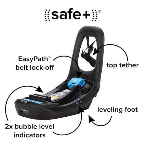 Diono LiteClik30 XT SafePlus Infant Car Seat and Base, Rear-Facing for Infants 4-30lbs, SafePlus Engineering, with Infant Insert, UPF 50+ Sunshade (Black Storm) - 3