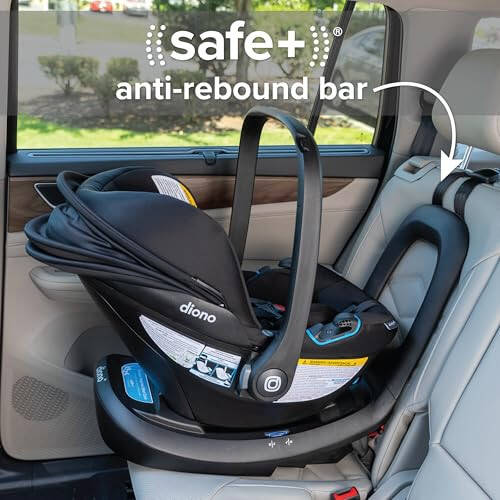 Diono LiteClik30 XT SafePlus Infant Car Seat and Base, Rear-Facing for Infants 4-30lbs, SafePlus Engineering, with Infant Insert, UPF 50+ Sunshade (Black Storm) - 4